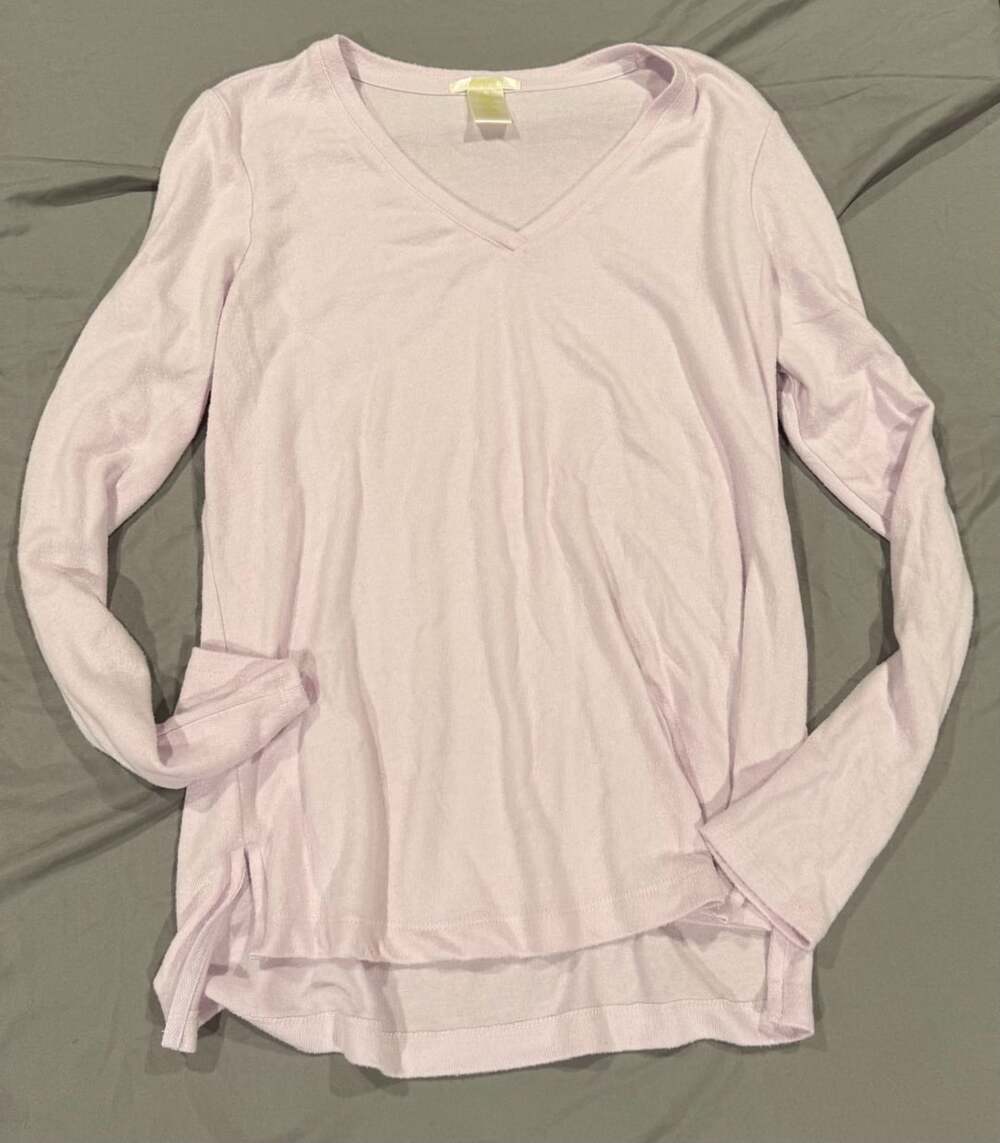 Matty M Pink Long Sleeve V-Neck Light Sweater Top